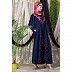 Designer frilled abaya- Navy Blue-Pink